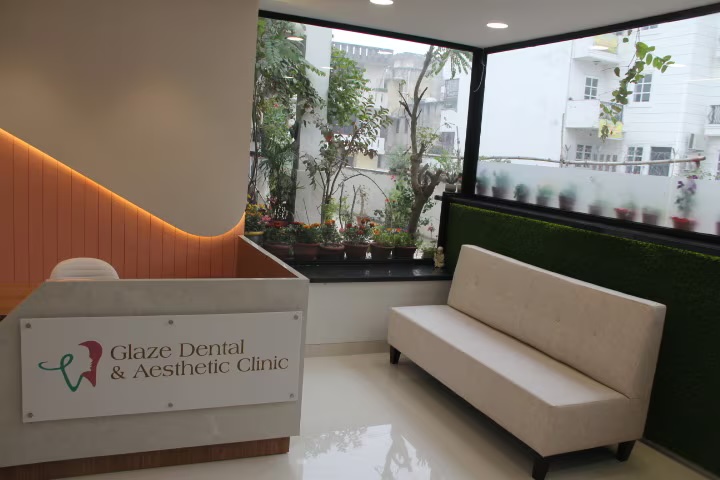 The Glaze clinic reception in Faridabad