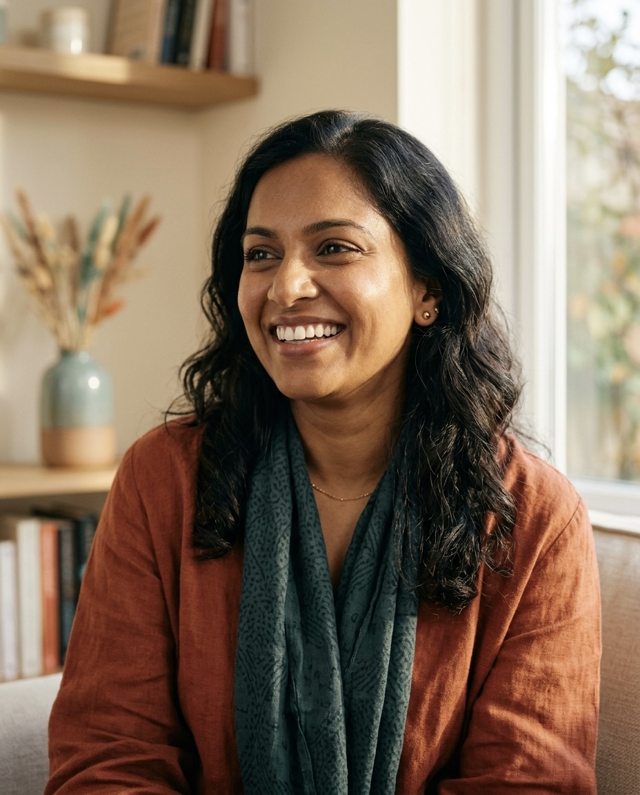 A portrait in warm light — a confident, restored smile